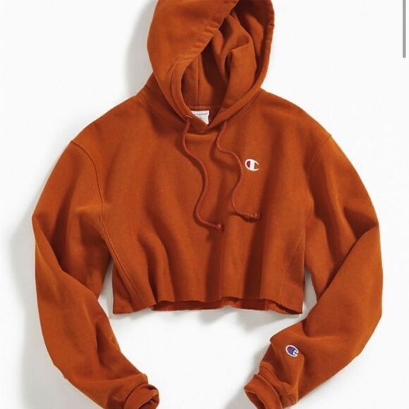 CHAMPION Reverse Weave Copper Burnt Orange Cropped Hoodie - Picture 1 of 9